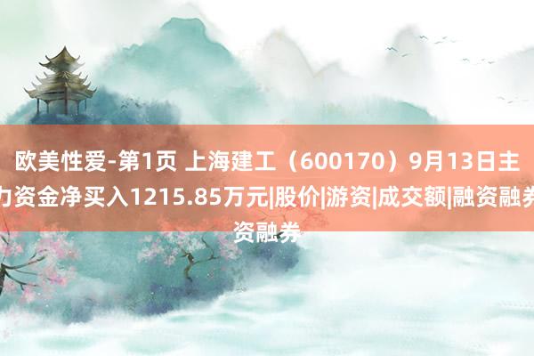 欧美性爱-第1页 上海建工（600170）9月13日主力资金净买入1215.85万元|股价|游资|成交额|融资融券