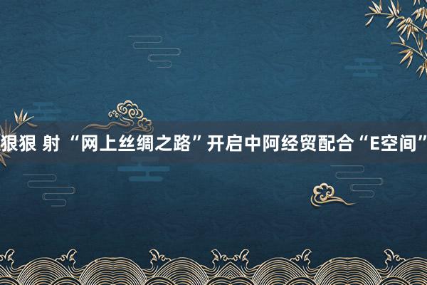 狠狠 射 “网上丝绸之路”开启中阿经贸配合“E空间”