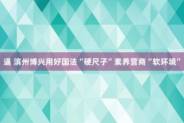 逼 滨州博兴用好国法“硬尺子”素养营商“软环境”